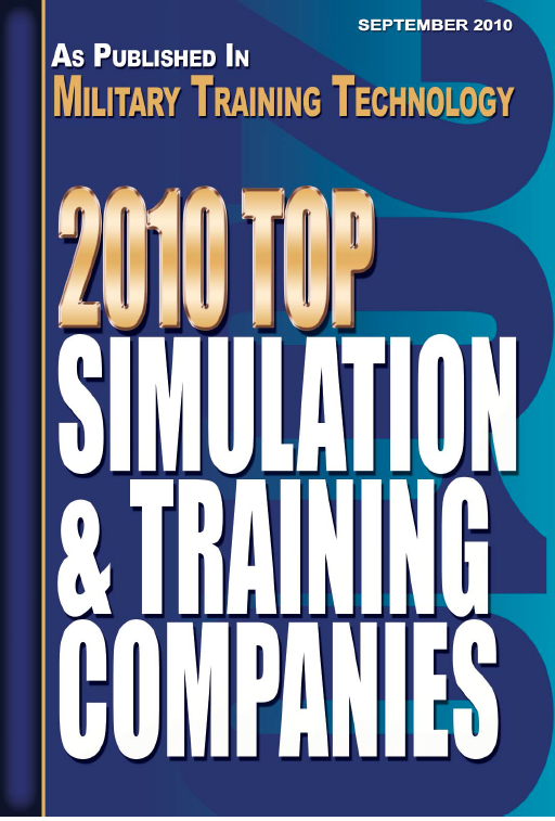 Cover graphic reading 'As Published In Military Training Technology, September 2010: 2010 Top Simulation & Training Companies.'