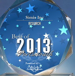 Best of 2013 Portsmouth award crystal trophy, engraved with Simis Inc, Research.