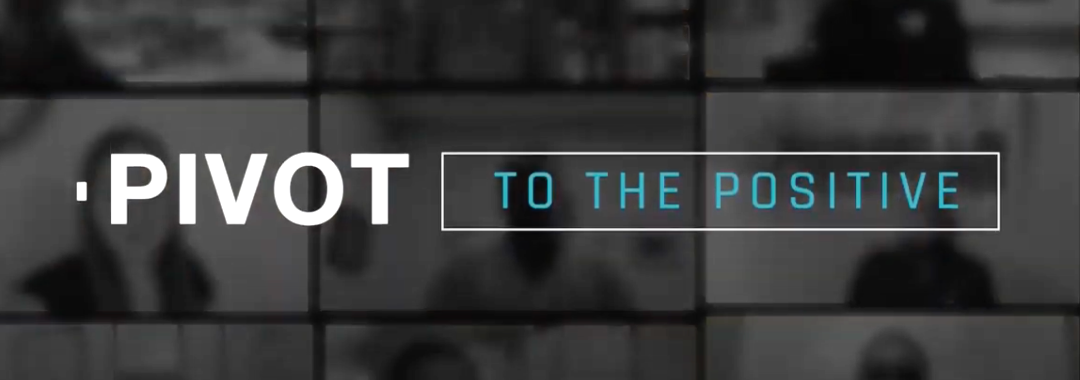 Video title card reading 'Pivot to the Positive' over a grid of video call participants, 757Strong campaign.